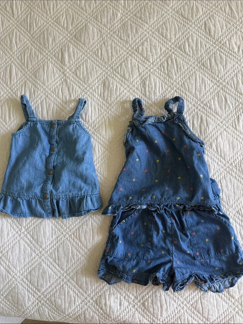 Old Navy Wonder Nation Denim Tops and Short Frill Ruffle Floral Accents 5T Lot